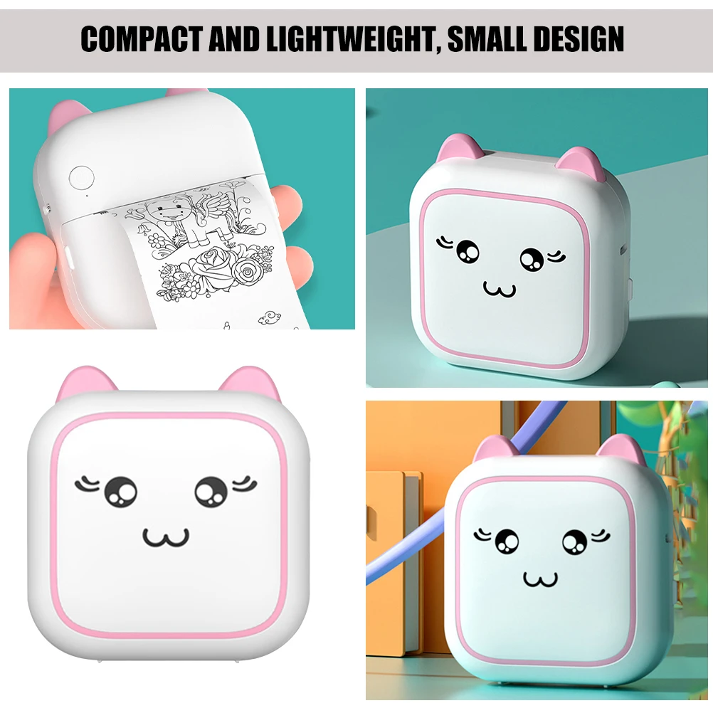 

Mini Photo Label Printer Pink M5 Portable Phone Picture Printers Wireless Travel Thermal ABS High Quality Rechargeable Pocket