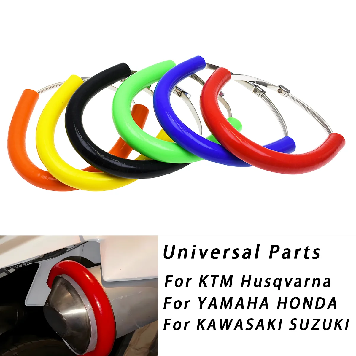 

Universal Motorcycle Silicone Exhaust Protector 100mm-160mm Round Exhaust Protector Exhaust Pipe Fixing Ring Pipe Anti-fall