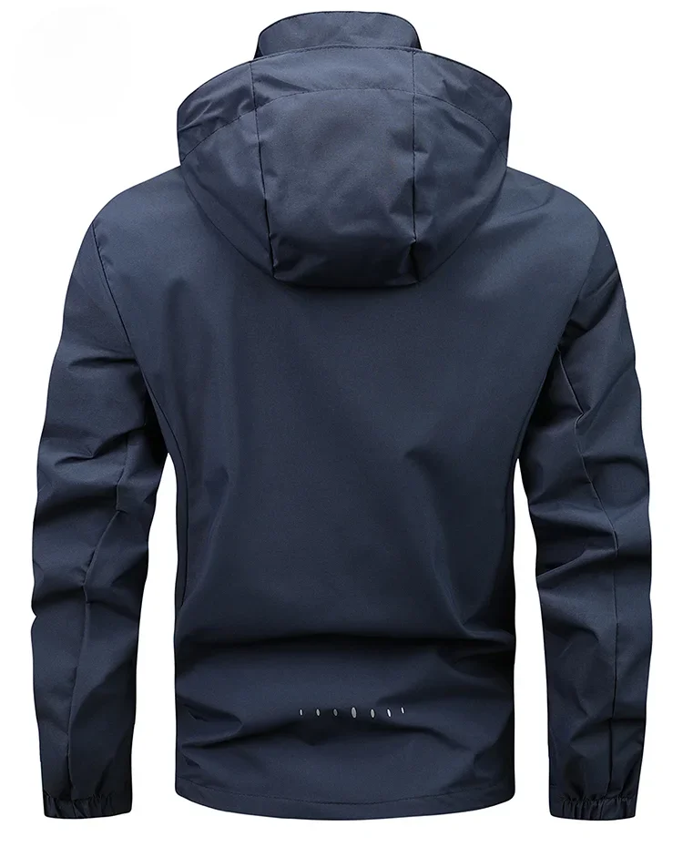 Men's Windproof Jacket Spring and Autumn New Solid Colour Removable Cap Design Outdoor Adventure Sports Coat Men's stormcoat