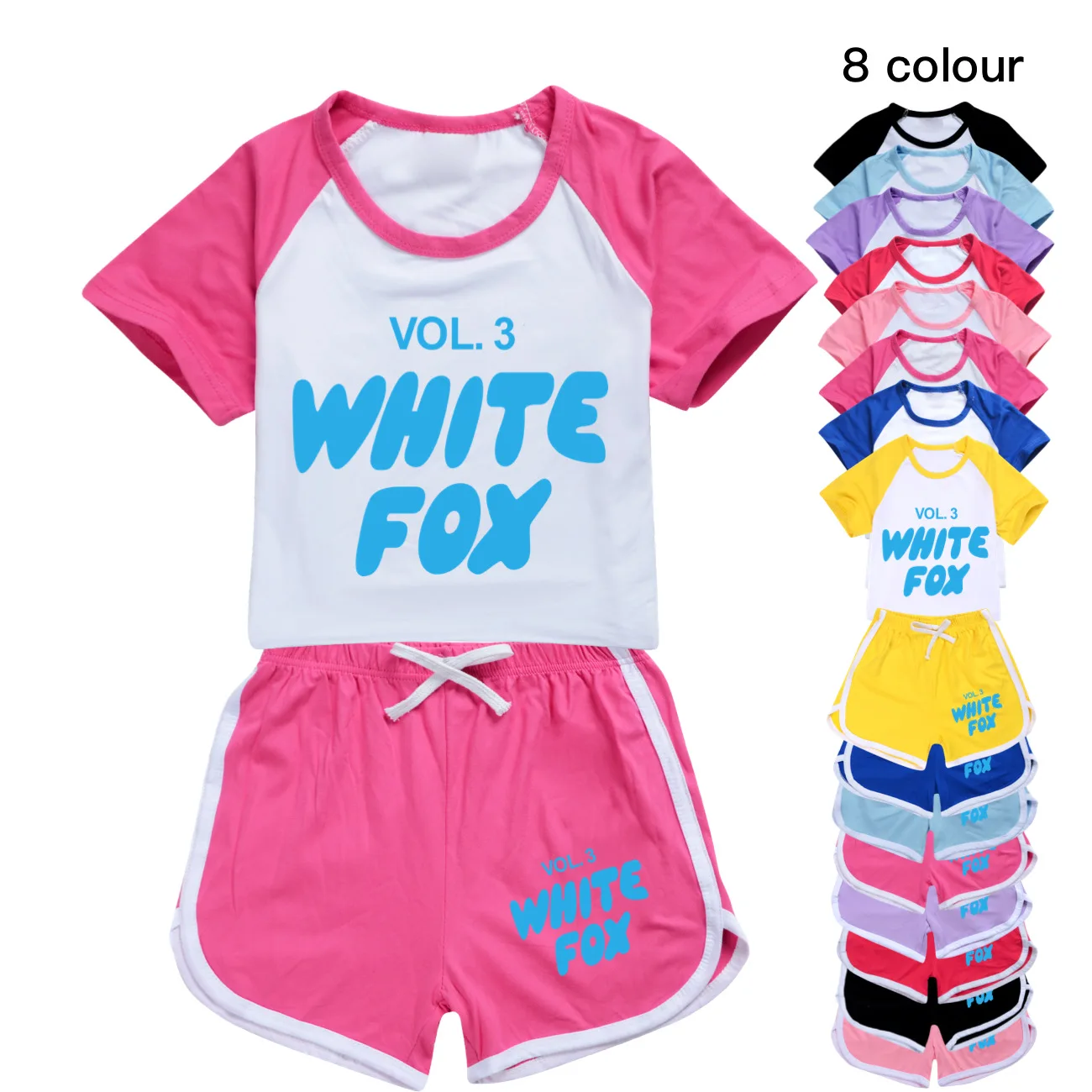 Kids Vol.3 White Fox Clothes Boys Girls Summer Clothing Sets Cartoon Sports Suit TShirt + Shorts Children Casual Outfits Pyjamas