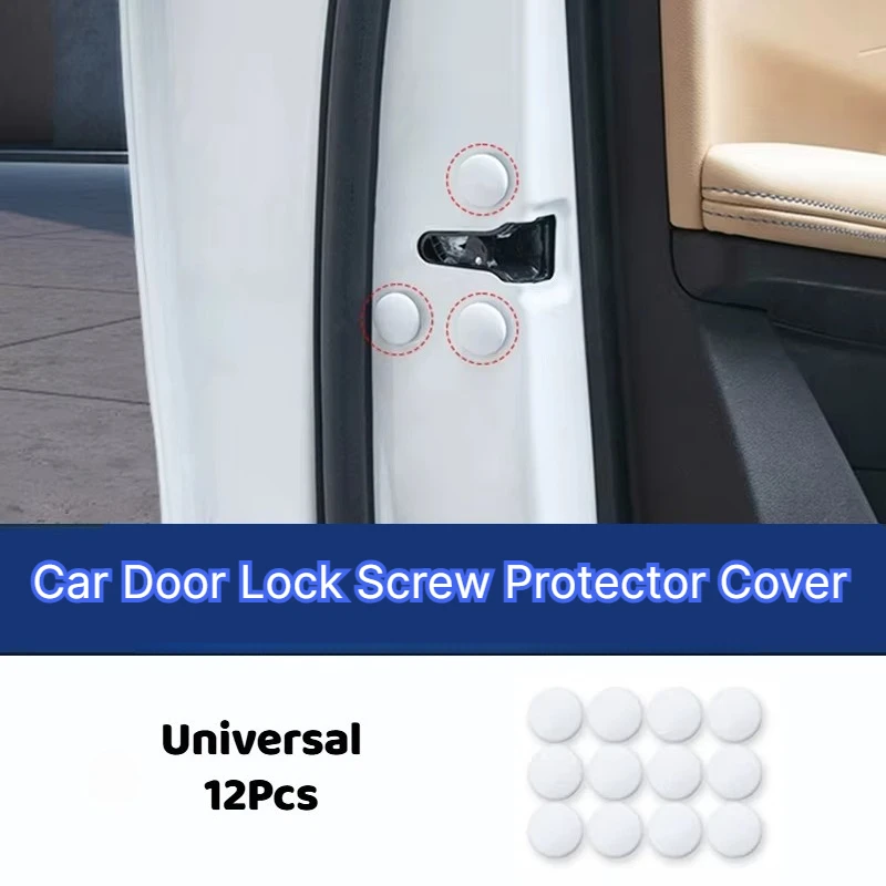 12Pcs Black Universal Car Door Lock Screw Protector Cover Scerws Cap Caps Anti-Rust Accessories Interior Trim Covers Styling