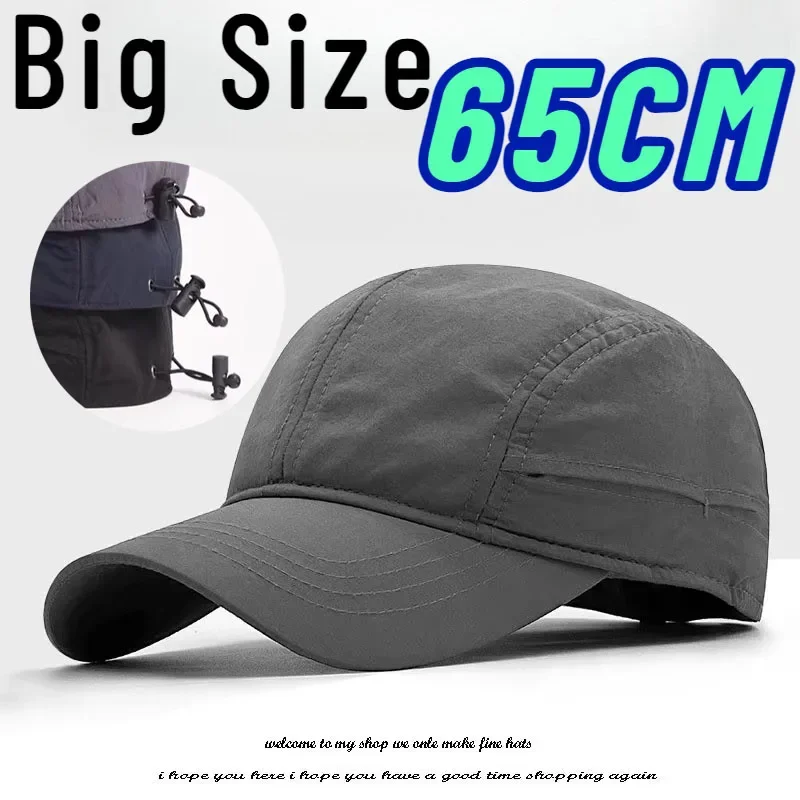 Big Size Light Thin Quick Drying Baseball Caps Male Solid Vintage Unisex XL 65CM Sports Hat Adjustable Trucker Cap Snapback Hats