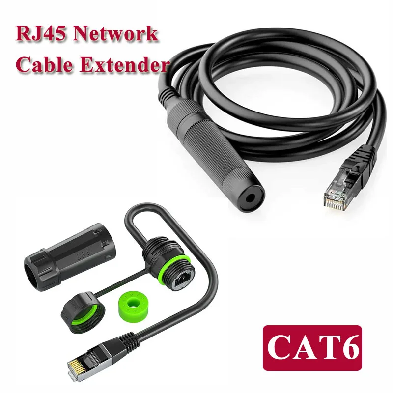 Waterproof CAT6 Network Cable Extender with Gigabit Ethernet Port Outdoor RJ45 Male to Female Connector Network Cable Adapter