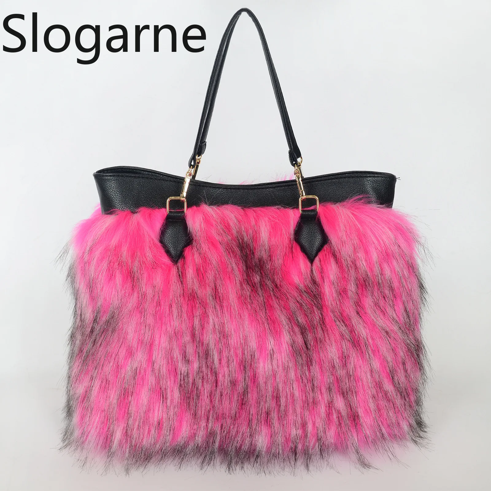 Frauen Große Kapazität Faux Pelz Taschen Damen Winter Mode Pelzigen Handtaschen Luxus Design Leopard Unterarm Tasche Flauschigen Schulter Tasche