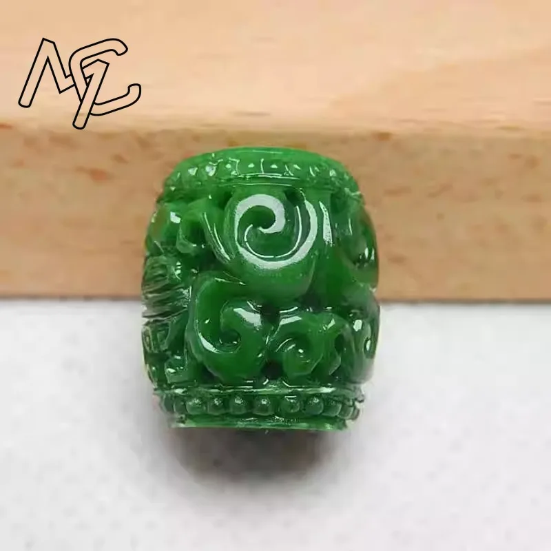 5pc Natural Green Jade Carving Beads DIY Bracelet Bangle Charm Jadeite Jewellery Fashion Accessories Amulet Gifts for Women Men - view 5