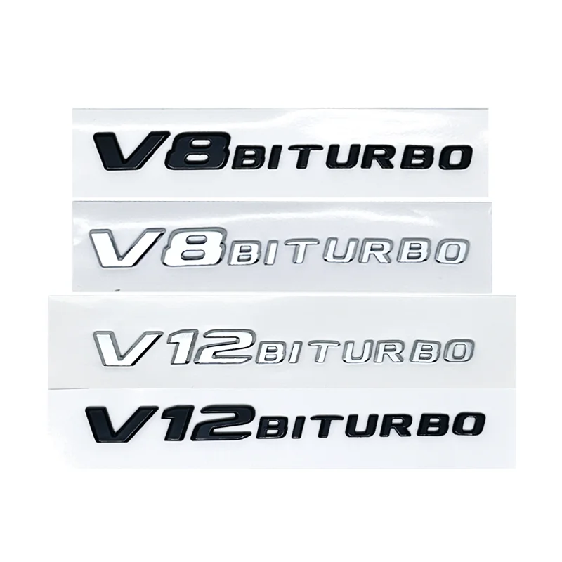 Pegatina 3D ABS para coche V12 V8 BITURBO Logo emblema insignia parte trasera pegatina de estilo de coche para Benz AMG BMW VW M