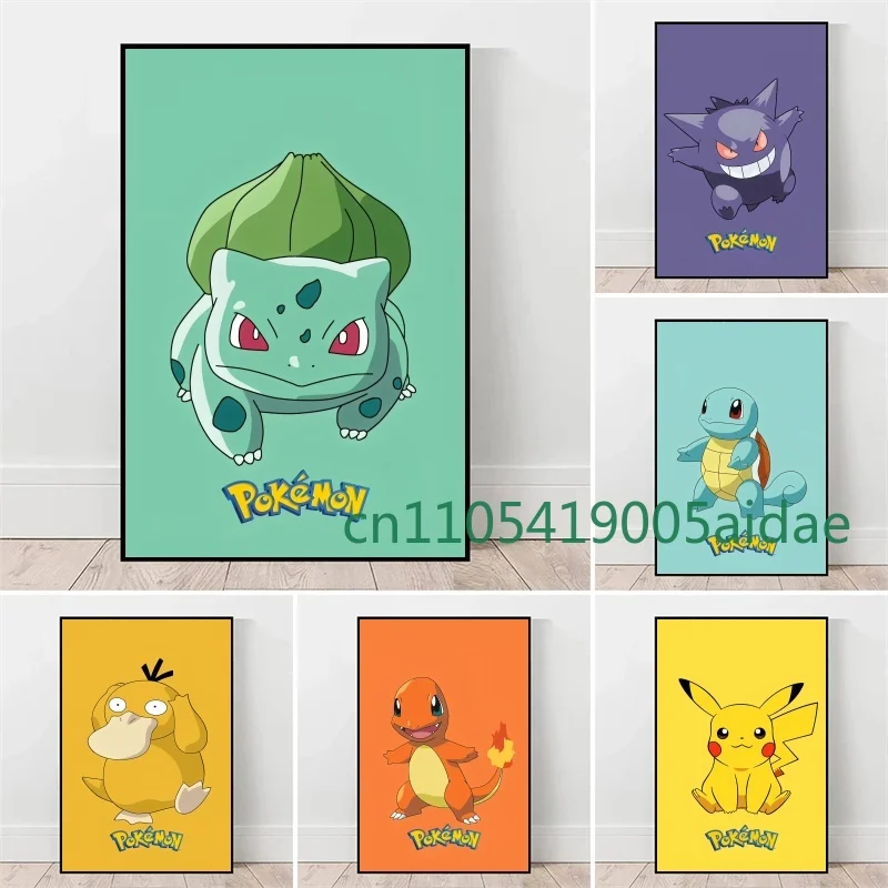 

Japan Cartoon Anime Pokemon Pokémon Pikachu Squirtle Watercolor Art Kids Room Decoration Poster Wall Canvas Painting Kids Gift