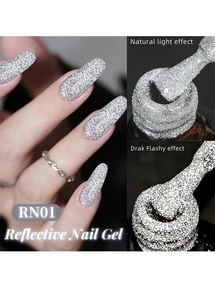 LILYCUTE 7 ml reflektierender Glitzer-Gel-Nagellack, glänzend, funkelnd, wunderschöner Silber-Effekt, semipermanente UV-Gel-Nagelkunst-Maniküre