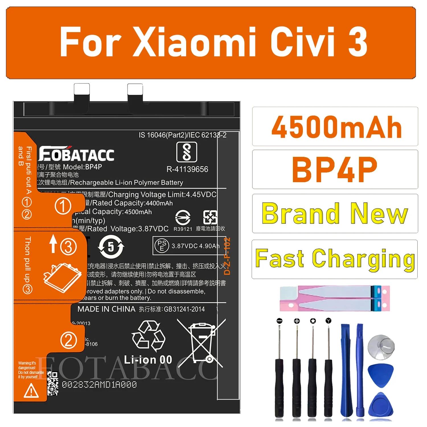 

100% New Original Battery BP4P For XIAOMI Civi 3 Battery +Tools