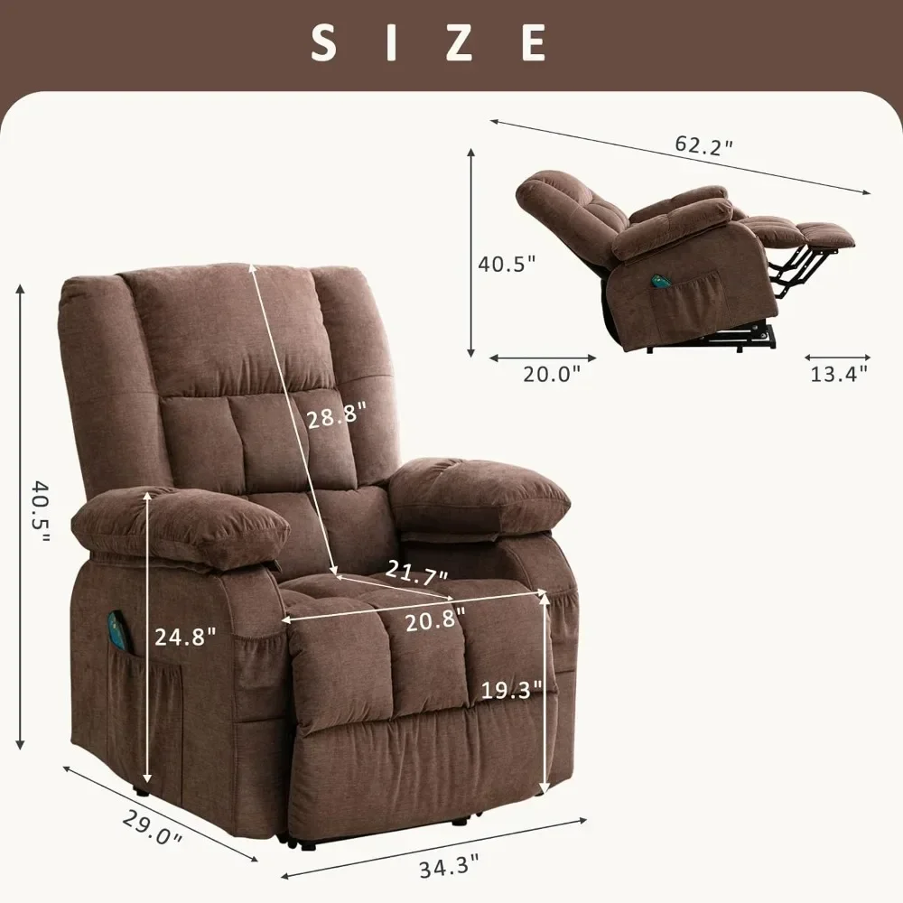 Power Lift Recliner Chair Recliners for Elderly with Heat and Massage Recliner Chair for Living Room with Infinite Position