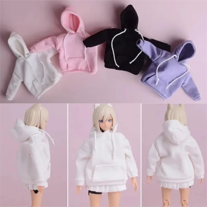 

1/12 масштаб женщина-солдат, однотонная хлопковая толстовка с капюшоном, трендовая кукольная одежда, верхний костюм, модель для 6-дюймовых игрушек, тело Романки