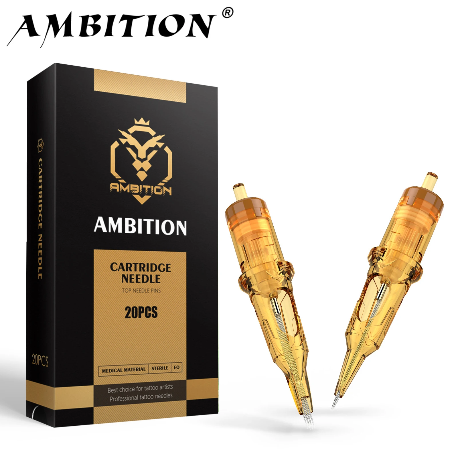 20Pcs/lot Ambition Glory RM RL RS Tattoo Cartridge Needle Round Magnum Permanent Makeup Disposable Sterilized Tattoo Machine 1RL