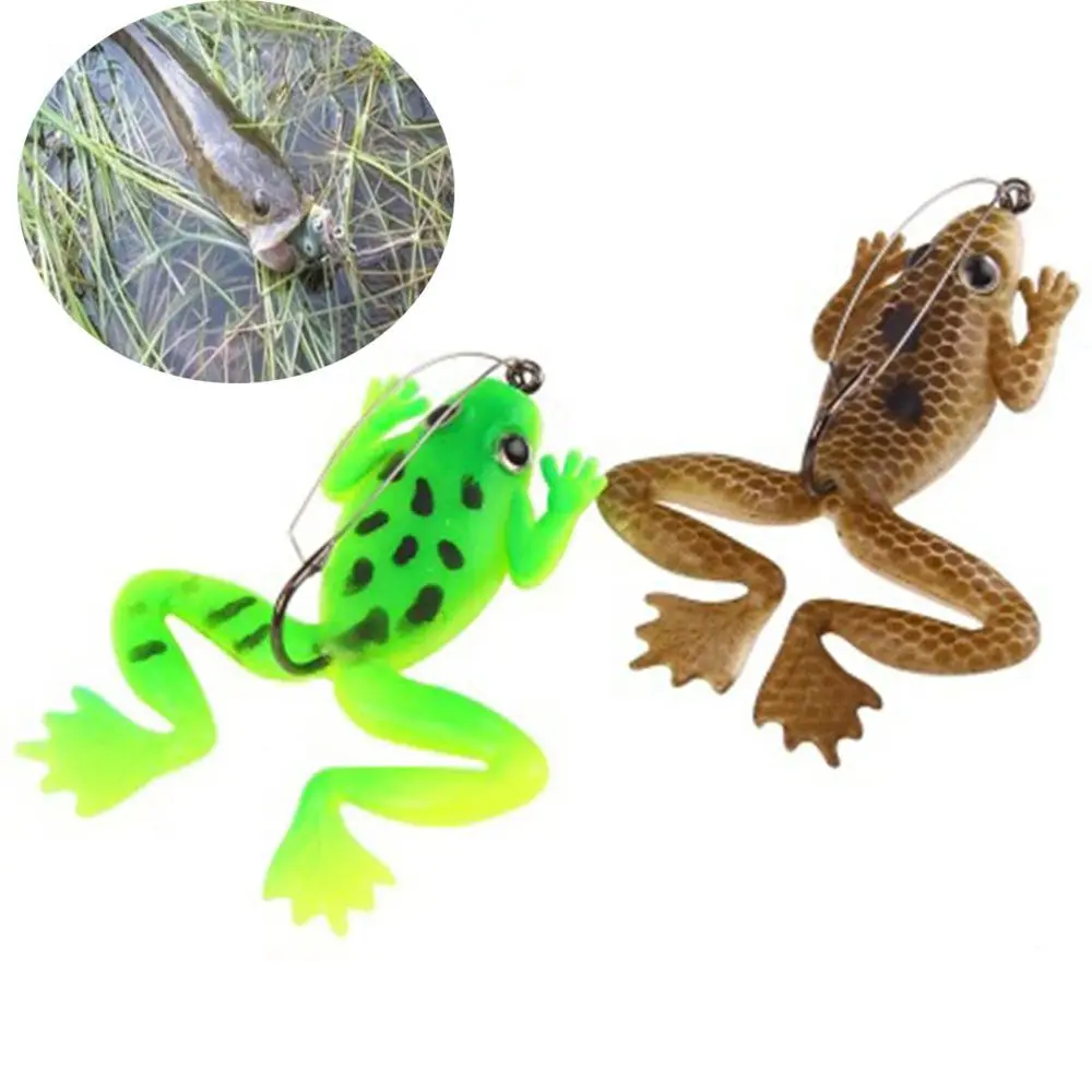 Hot Sale Durable Rubber Frog New Portable Soft Fishing Lures Artificial Lifelike Bass Bait Spinner Sinking Fishing Tools