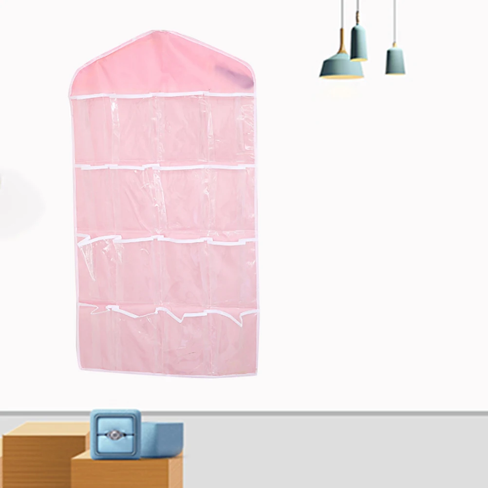 

16-Grid Transparent Socks Underwear Socks Storage Storage Bag Door Hanging Organizer Dustproof Wardrobe Hanging Bag Green