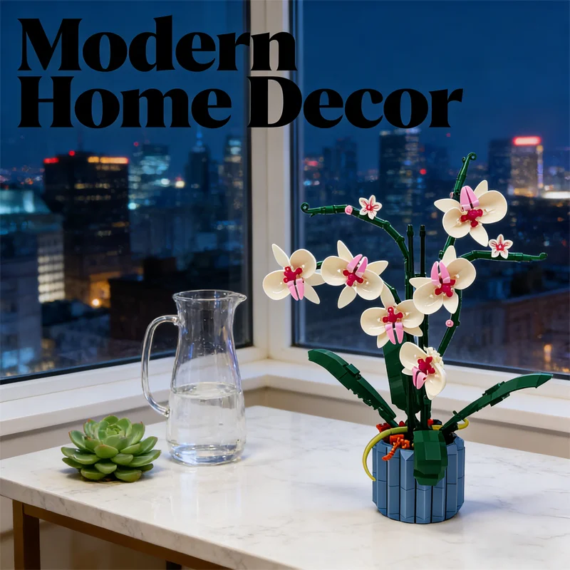 Nuevo 600 + Uds DIY Kit de bloques de construcción de bonsái de orquídeas modelo de planta en maceta creativa regalos de cumpleaños para niños juguetes divertidos para adultos