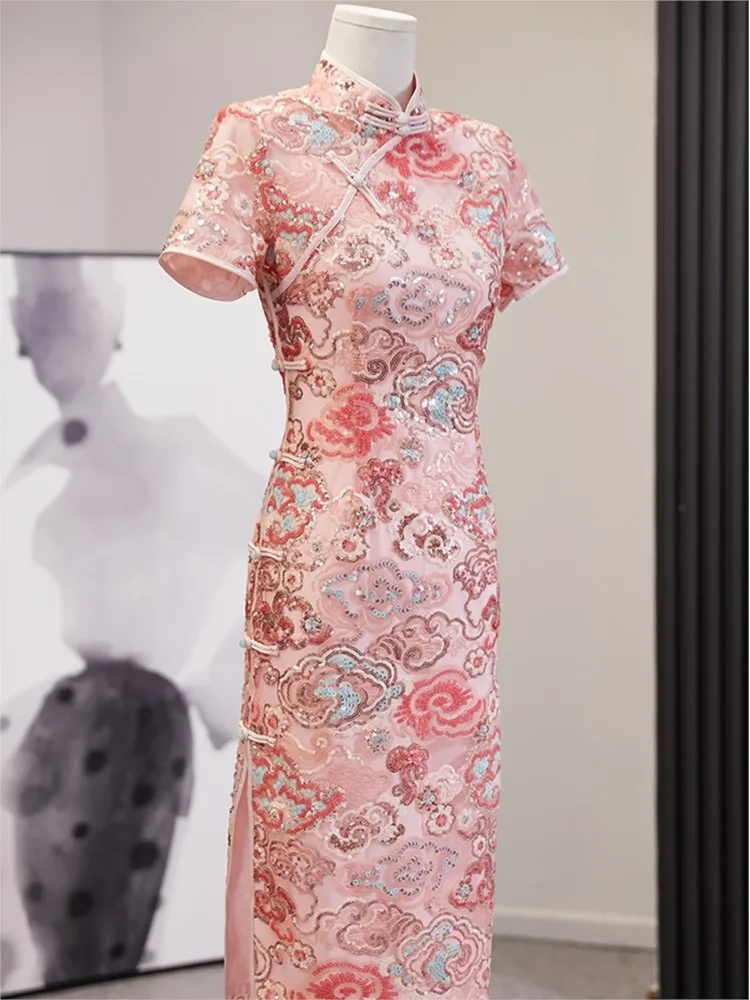 

New lace light and elegant engagement dress wedding toasting bride's cheongsam