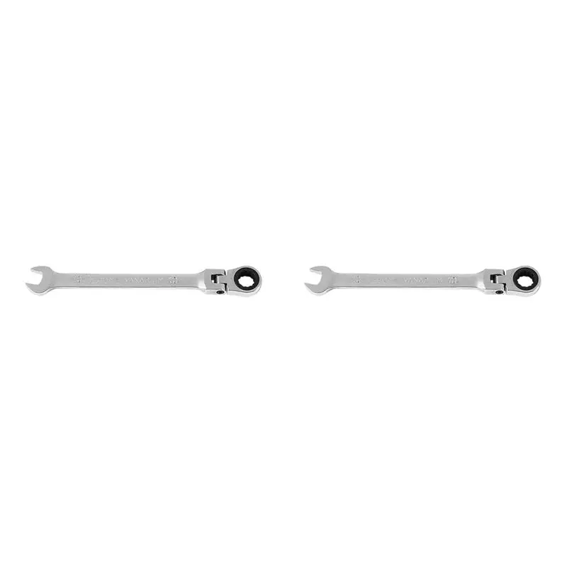 2Pc Flexible Head Ratchet Metric Spanner Open End And Ring Wrenches Tool 10Mm