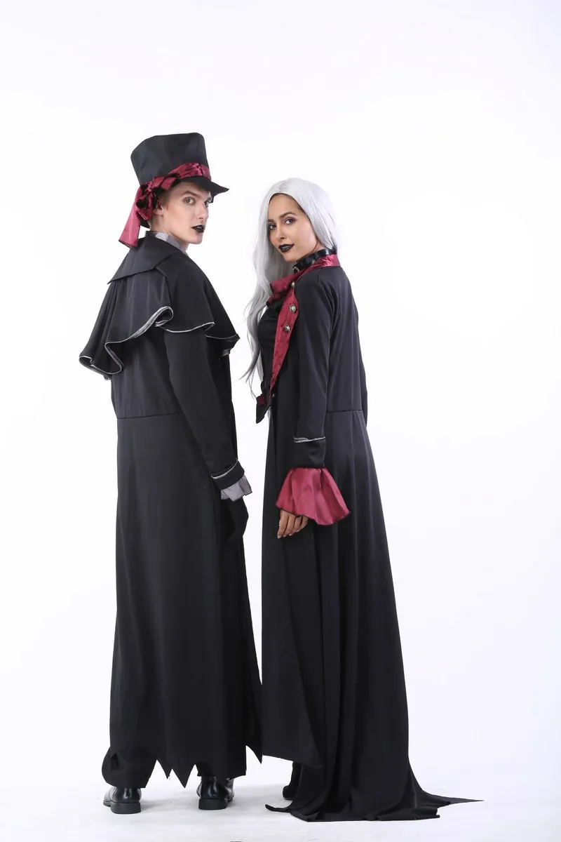 Halloween Vampire Couple Costumes Men\'s Bloody Handsome Costume Womens Steampunk Vampiress Uniforms Blood Countess Kits