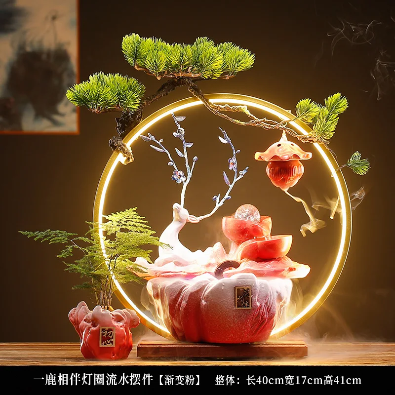 Creative Chinese Style Flowing Water Fountain Ornament Recirculating Water Lucky Decor For Office Living Room Housewarming Openi