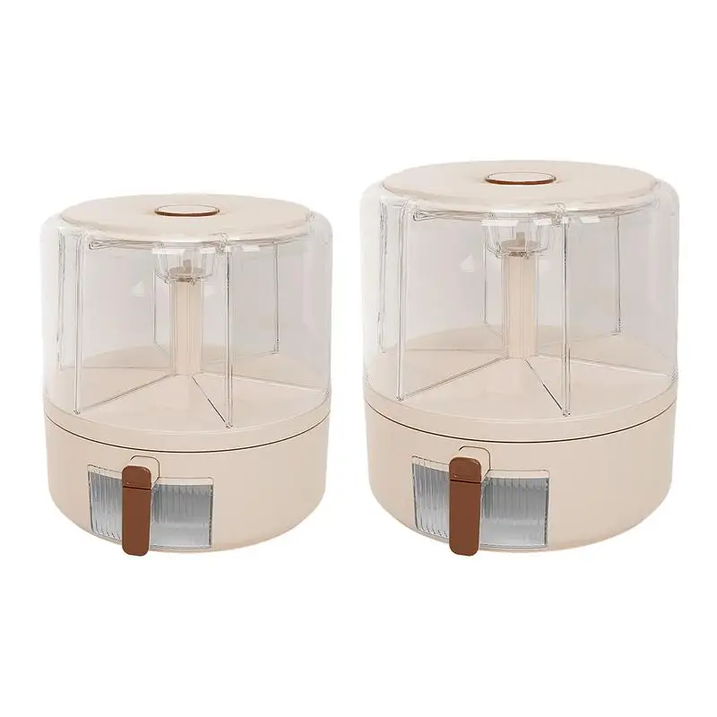 

Grain And Rice Dispenser 360-Degree Rotating Dry Food Container Detachable Storage Bucket Airtight Countertop Organization