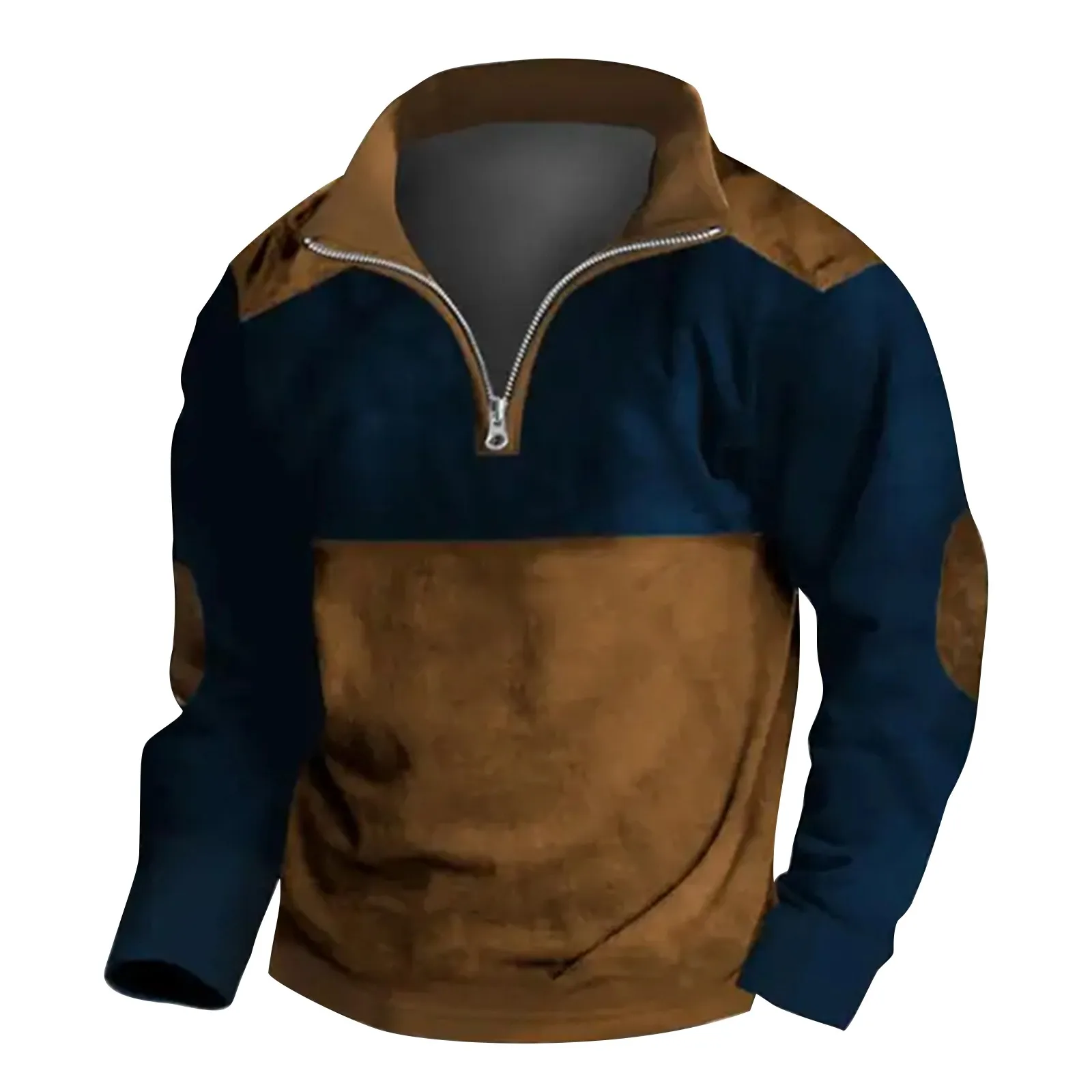 Fashion Vintage Men's Clothes Casual Half Zip Long Sleeve Sweatshirts Street Trend Stand Collar Top Autumn Oversized Hoodies Tee
