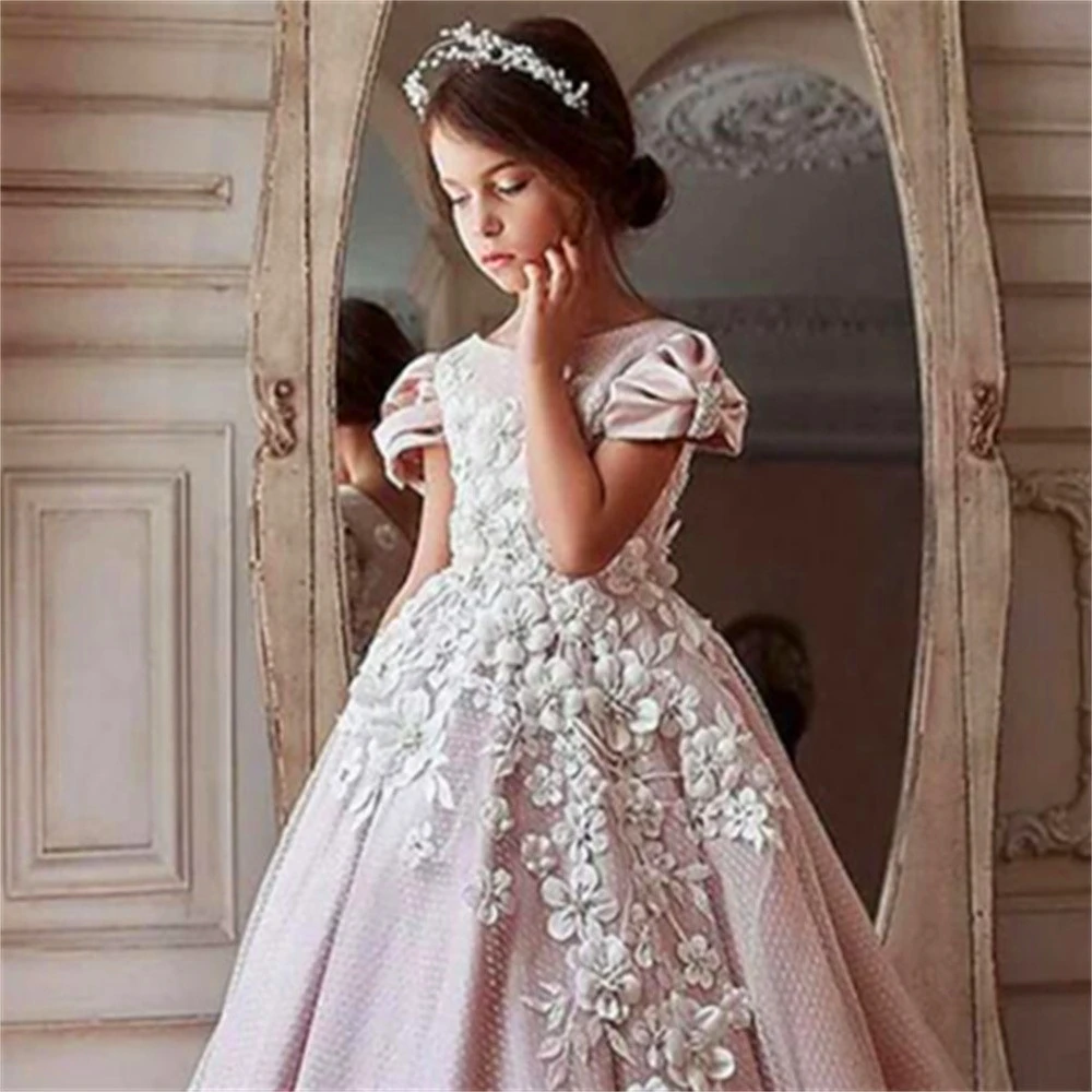 Exquisite Classical Decals Princess Flower Girl Dress Ball Beauty Pageant First Communion Kids Surprise Birthday Present