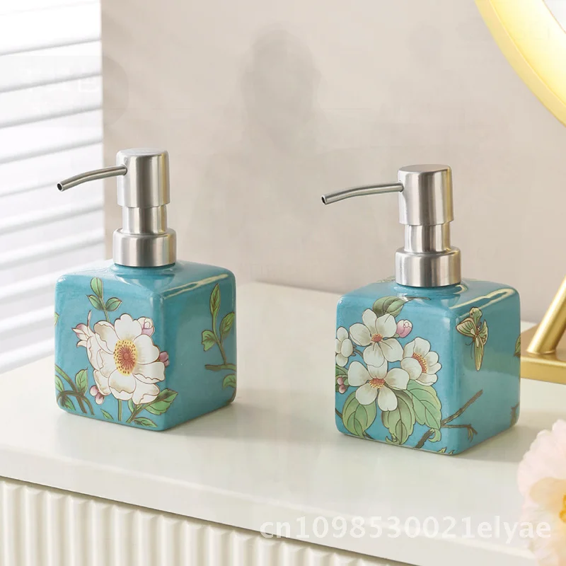 

200ml Ceramic Soap Dispenser Stainless Steel Pump Hand Wash Bottle Shampoo Shower Gel Lotion Dispenser for Bathroom Kitchen