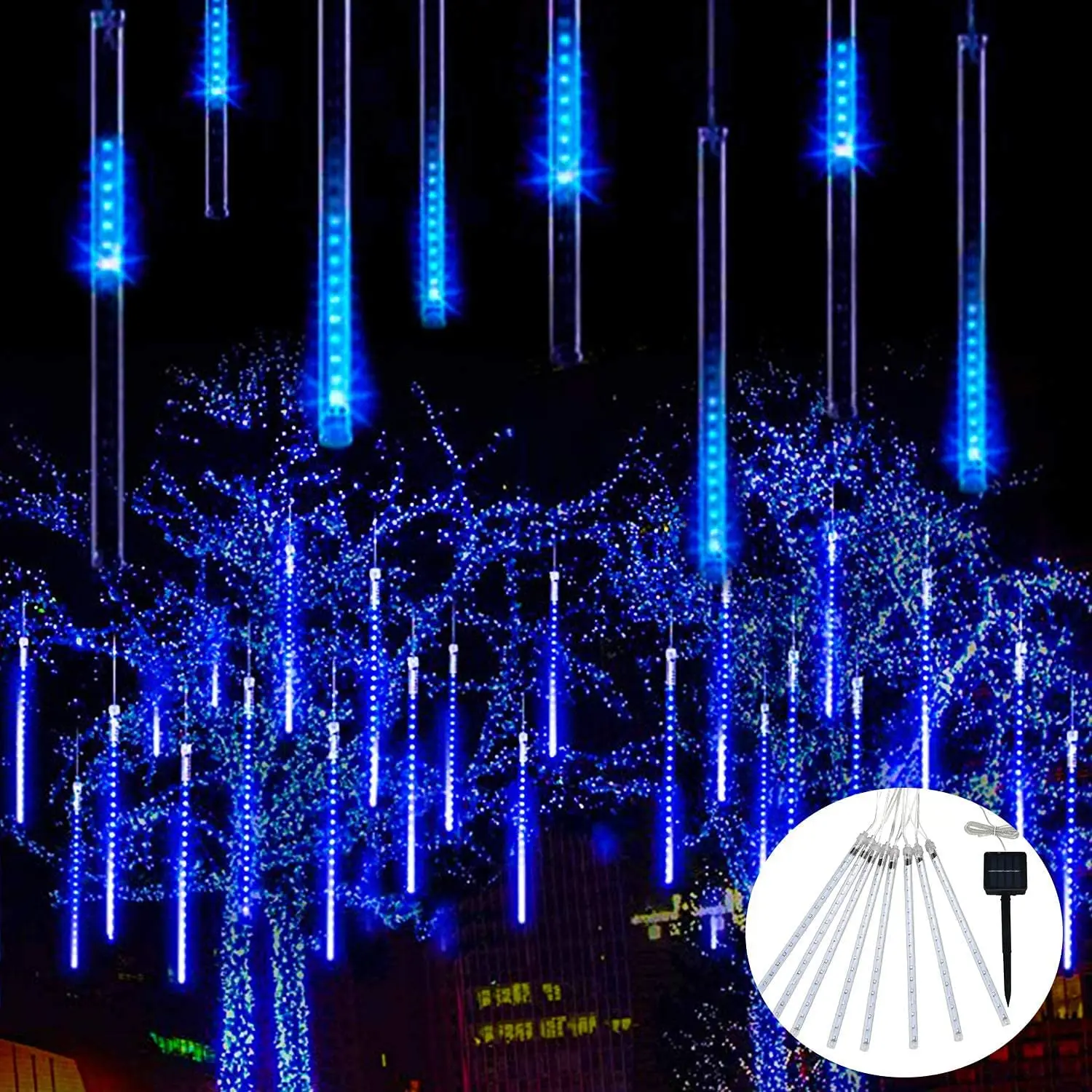 

Solar Meteor Shower Lights Outdoor Meteor Lights 10 Tubes 200 LED Falling Raindrop Christmas Halloween Fairy String Lights