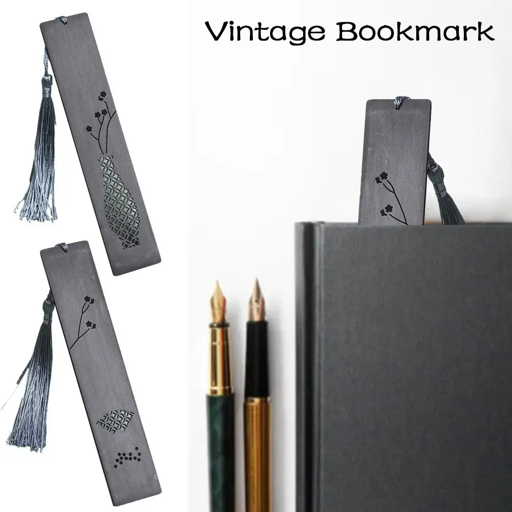 High-quality Wooden Vintage Bookmark Stationery Red Bean Vase Book Clip Retro Chinese Style Pagination Mark