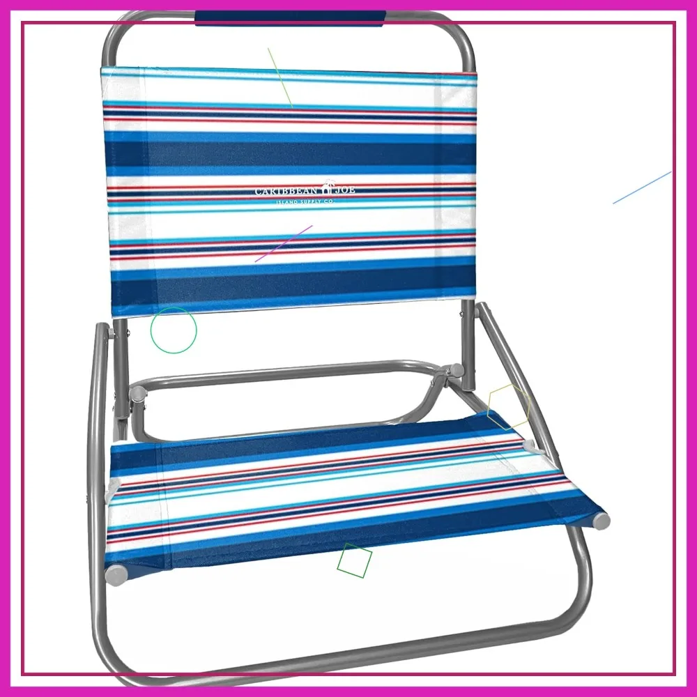 

Легкий складной шезлонг, портативный стул для кемпинга на открытом воздухе с низким сиденьем, красная, белая, синяя полоса