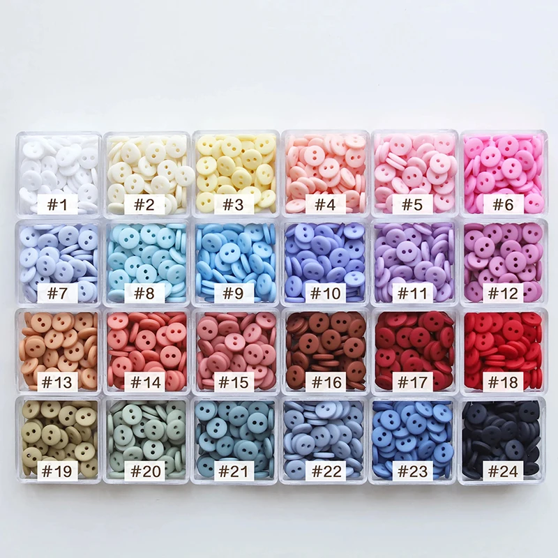 7.5mm Mini Resin Round 2-Hole Doll Clothes Buttons for DIY Handcraft Supplies Sewing Embellishments Scrapbooking Card Making