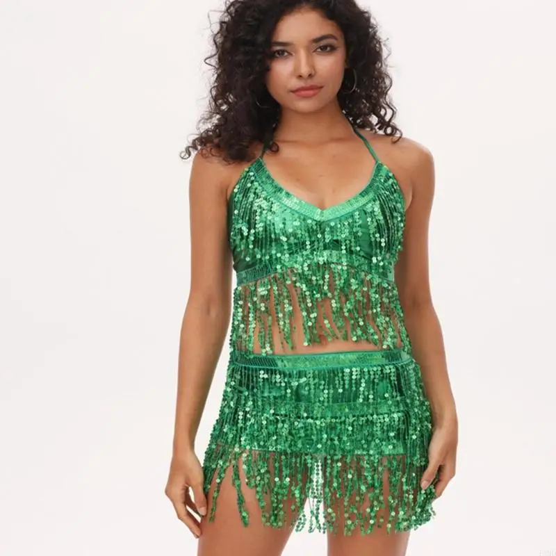 2Pcs Belly Dance Costumes Set for Women Girls Belly Dance Bra Tops and Bellydance Hip Scarf Belly Dancer Outfits Gifts F3MD