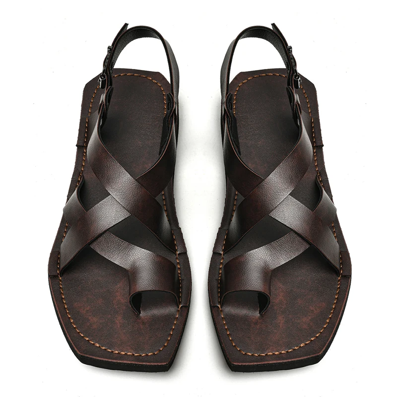 2026 Men'S Summer Fashion Sandals Lightweight And Comfortable Leather Upper flip flops Anti Slip And Wear Resistant Slippers