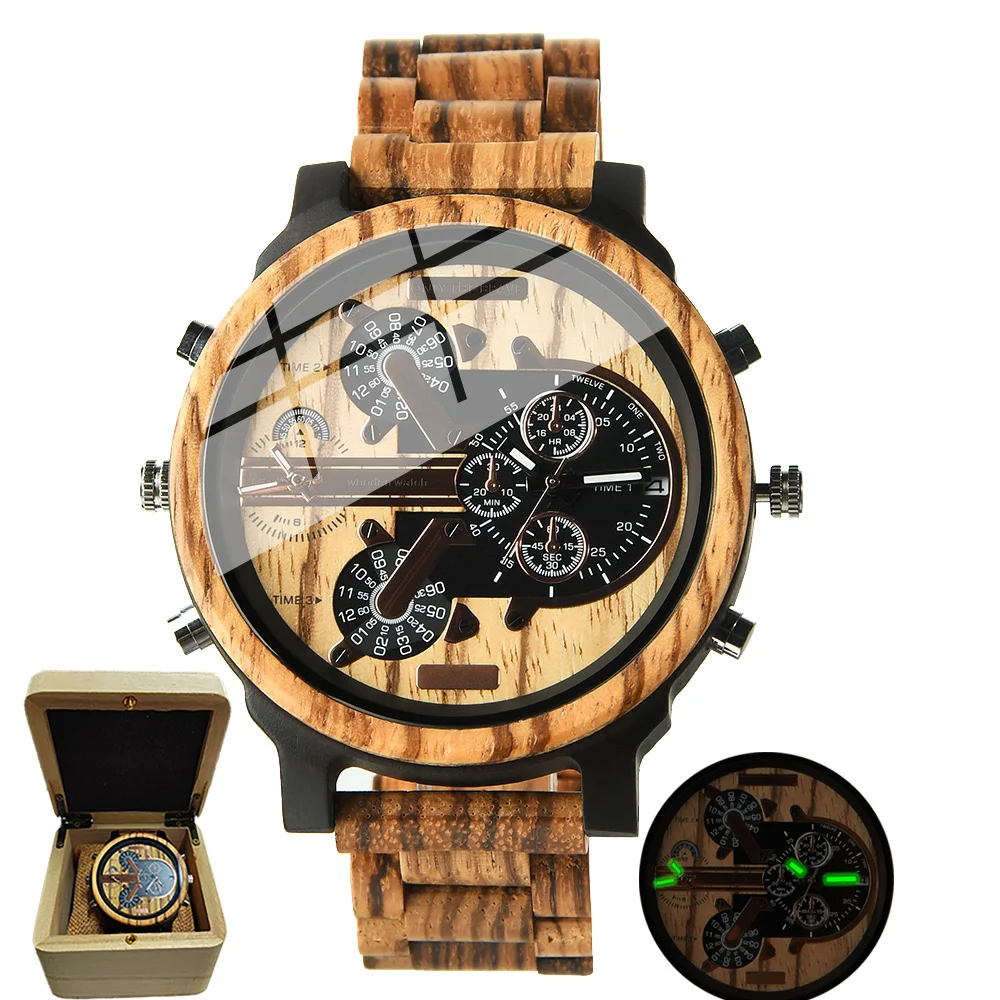 Large Dial Wooden Wristwatches Mens Watch with Free Shipping montre en bois Fashion Business Dieesl Wood Wrist Watches for Men