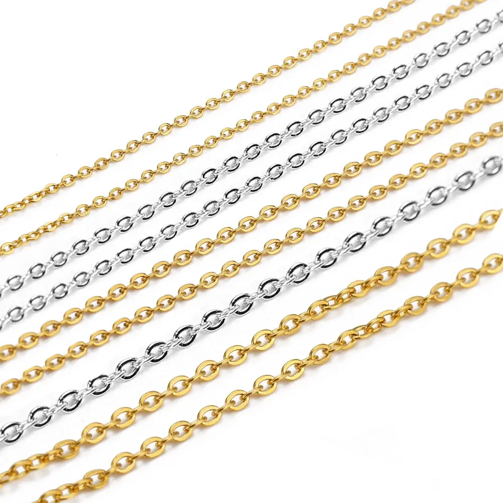 2 Meters Stainless Steel Chain 1 1.5 2mm Gold&Steel Color Chains for DIY Jewelry Making Necklace Bracelet Supplies