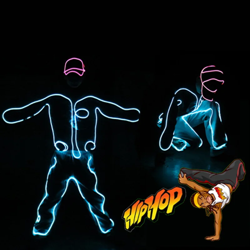 Ballo di strada Fai da te Strisce luminose a LED Discoteca Concerto Spettacolo Abiti da uomo Vestito da palcoscenico Popping Street Dance Neon Led Strip
