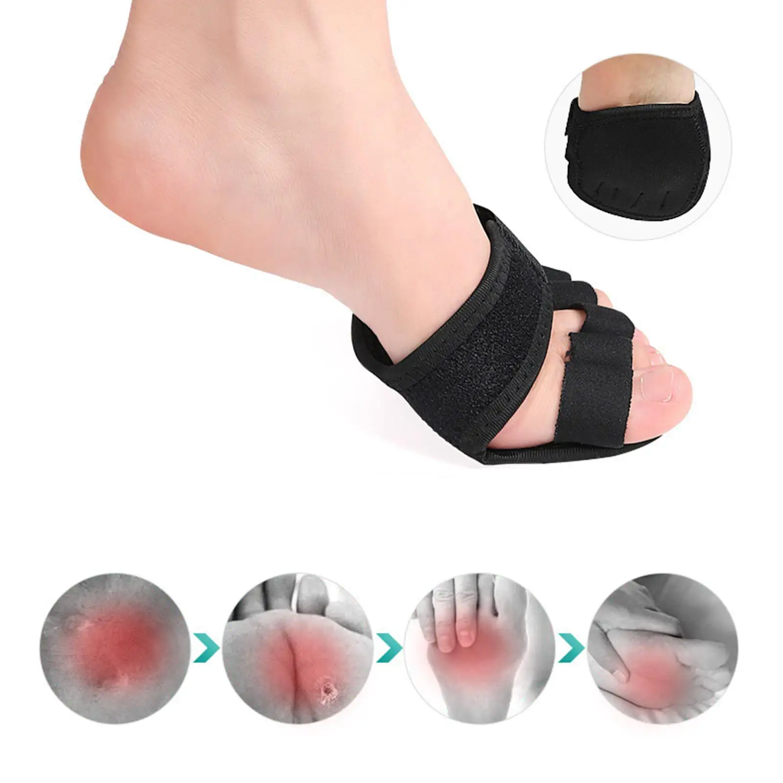 Split Toe Design Forefoot Pad Bunion Splints Toe Spacer for Hallux Valgus Correction with Non Slip Texture Wear Resistant