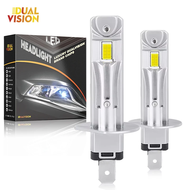 

H1 LED Headlight 30000LM 6000K 300W 16PCS 7585 CSP High Low Beam Turbo Auto Light 1: 1 Size Fanless Mini 12V 24V 36V Diodes PTF