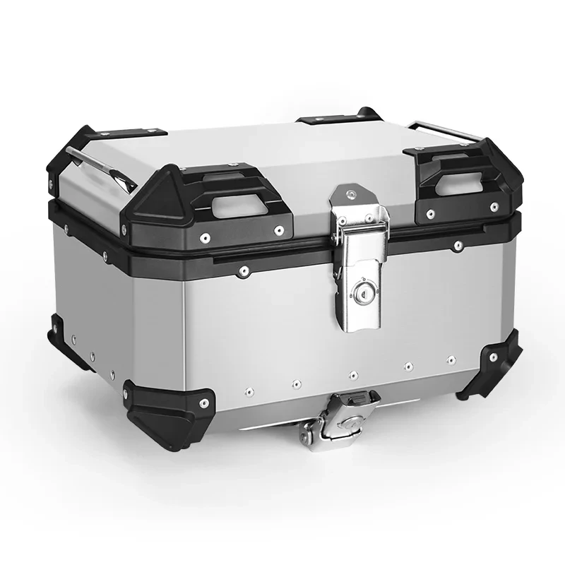 Factory Hot Selling 35L Silver Waterproof Panniers Motorcycle Top Aluminum Tail Box