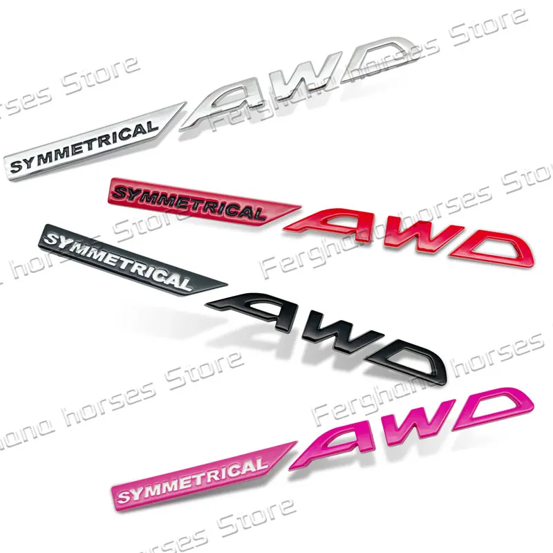 3D Car Styling Chrome Metal Sticker SYMMETRICAL AWD Logo Tail  Emblem Rear Decal For Subaru Outback Forester Impreza XV WRX BRZ