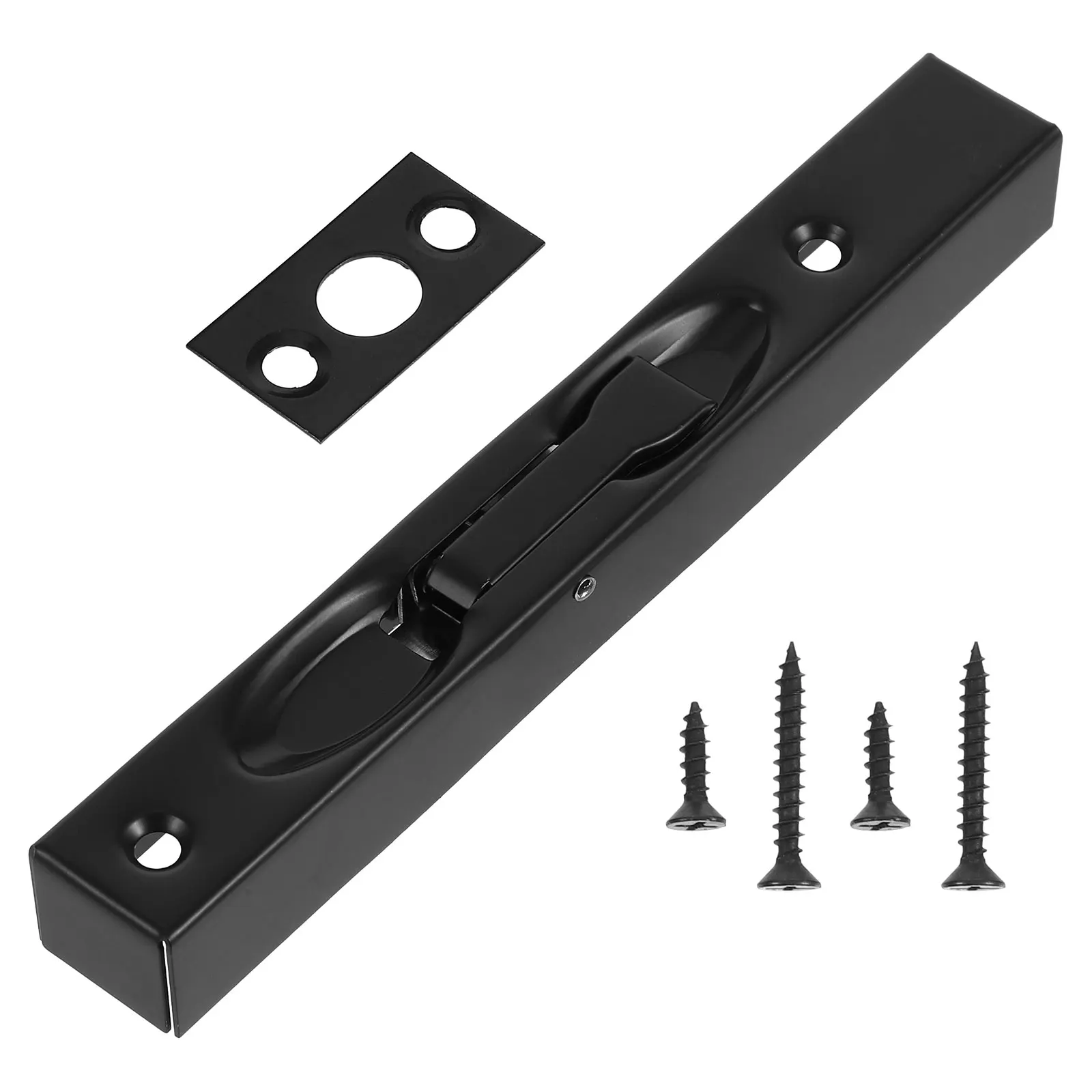 

Stainless Steel Box Type Hidden Latch Bolt Lock 6 Inch Brushed Black for Doors Sliding Lock Flush Bolt Replacement French Door