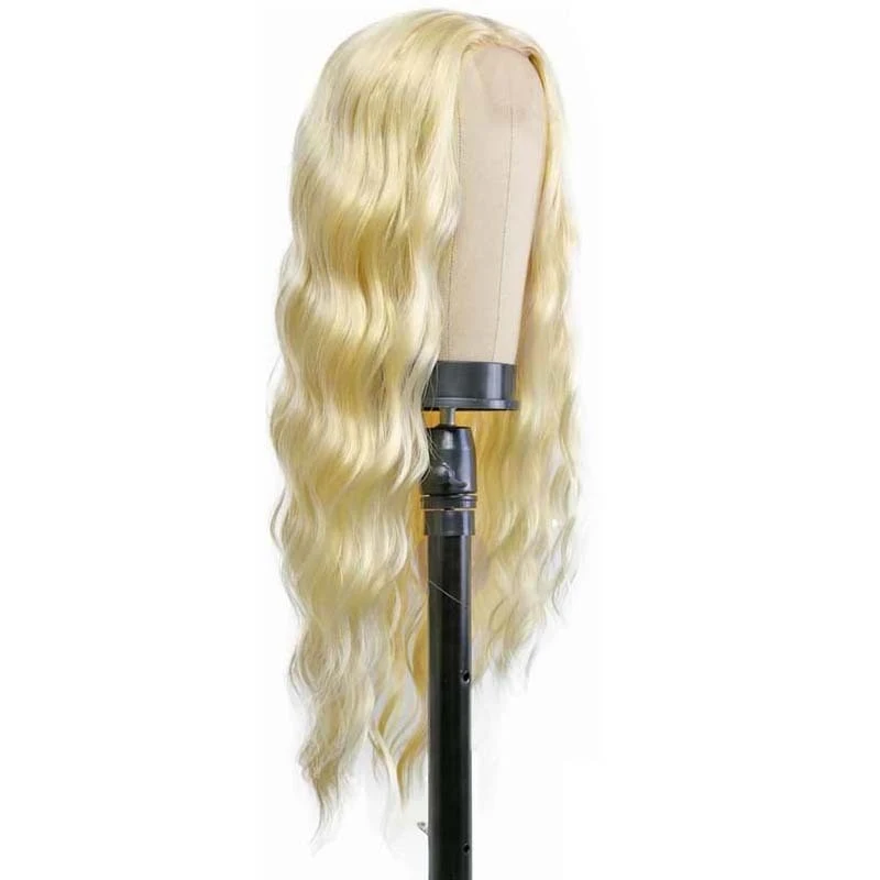 European and American style golden for women, long curly wavy synthetic hair 613 lace wig