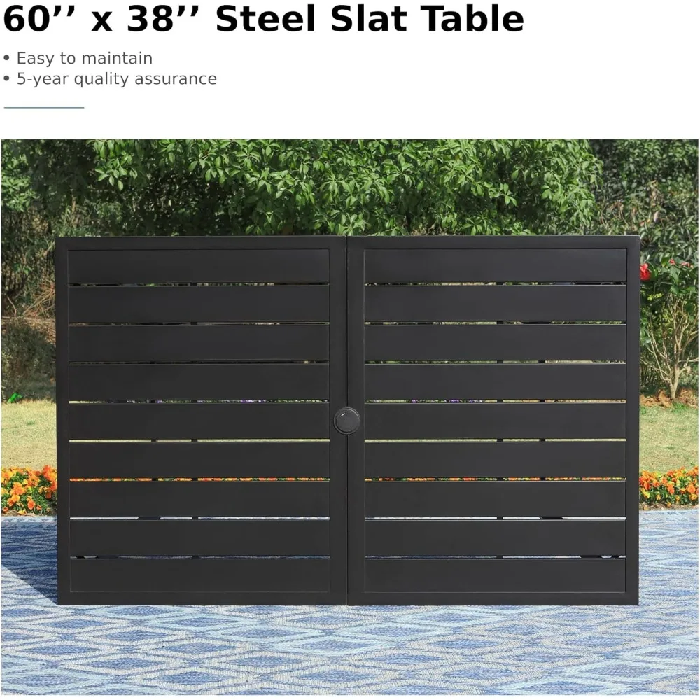 طاولة طعام خارجية تتسع لـ 6 أشخاص مع فتحة مظلة 1.57 لسطح السفينة والفناء الخلفي والحديقة والحديقة