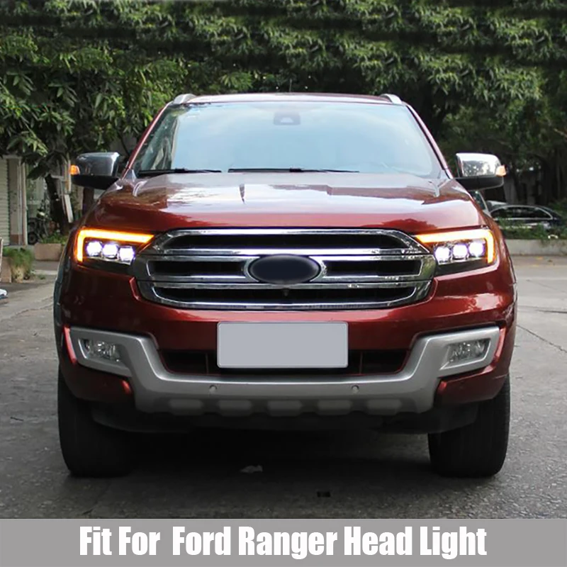 Headlight Assembly Suitable for Ford Ranger Modified Three-eye LED Lens Headlight Flow To LED Day Lights