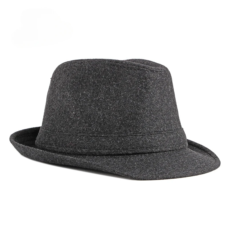 Men\'s Woolen Hats for Autumn and Winter  Middle-aged and Elderly Jazz Hats and English Gentlemen Hats Fedoras For  Men