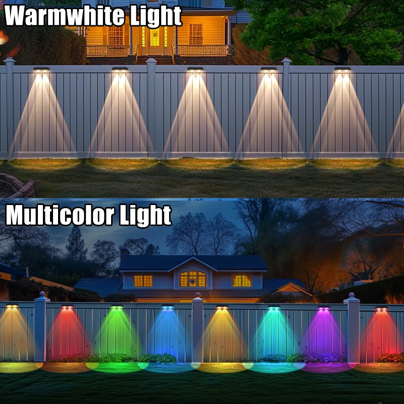1/2/4/6/8 Pcs Solar Wall Light IP44 Waterproof Outdoor Spotlight Solar Powered sunlight Lamp for Porch Fence or Balcony