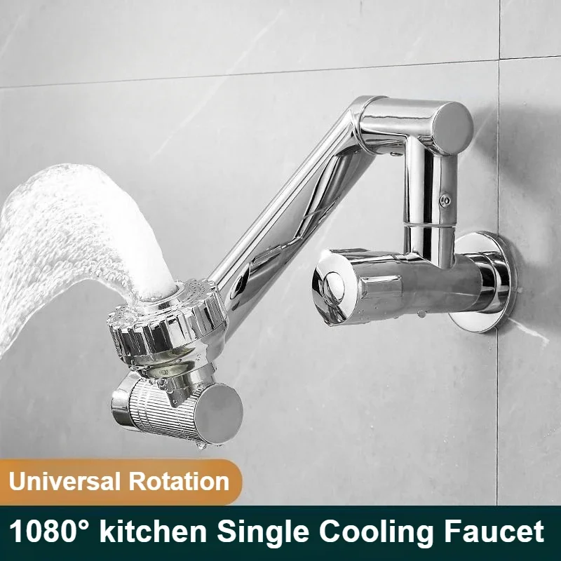 

Stainless Steel Faucet Bathroom Faucet 2 Modes Nozzle Basin Faucet Wall Mounted 360° Rotation Faucet Kitchen Faucet Single Cold
