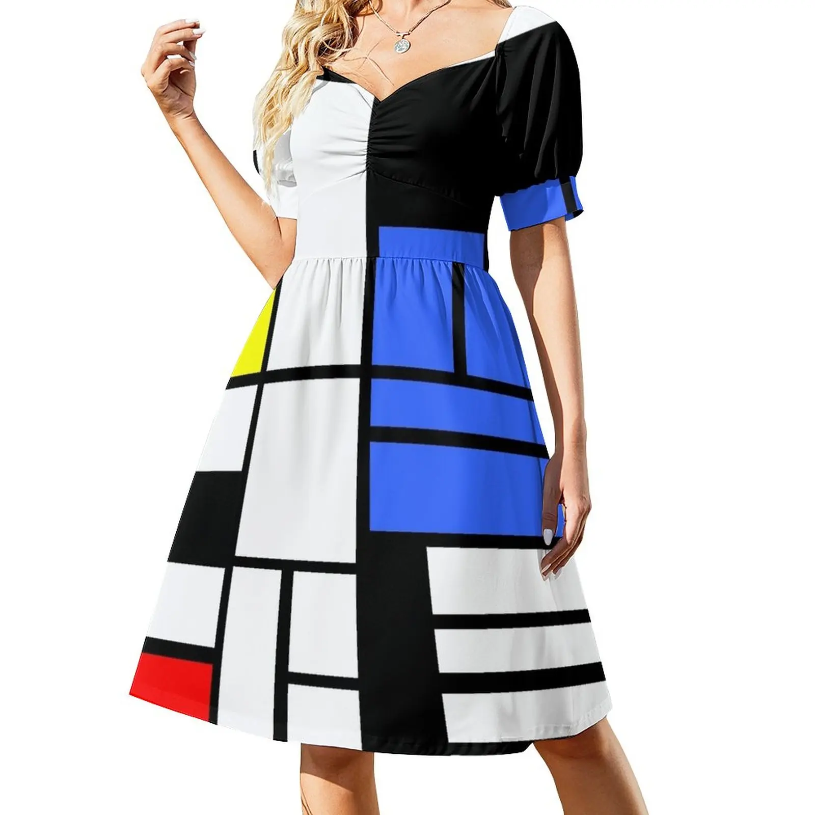 

Modrian inspired Composition with Red Blue and Yellow Sleeveless Dress dresses women summer 2024