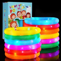 6 Pack Tubes Party Favors for Kids Sensory Toys Toddlers LED Light Up Fidget Glow Sticks Glow in The Dark Party Supplies