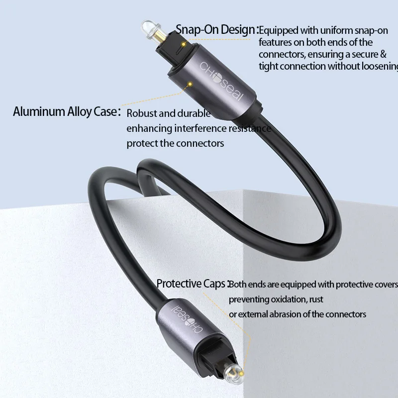 Kabel koncentryczny CHOSEAL cyfrowy optyczny przewód Audio Toslink SPDIF do wzmacniaczy Blu-ray odtwarzacz Xbox 360 Soundbar kabel światłowodowy